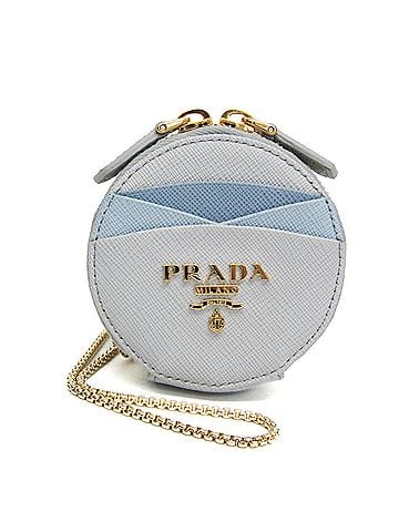 Prada Prada Saffiano Chain Strap Included 9T29HJ Women's Leather Coin Purse/coin Case Blue,Light Blue Gray (view 1)