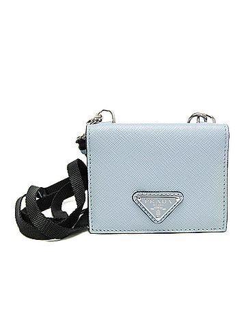 Prada Prada Saffiano Card Case With Neck Strap, Triangle Logo 2MR035 Women's Leather Coin Purse/coin Case Blue (view 1)