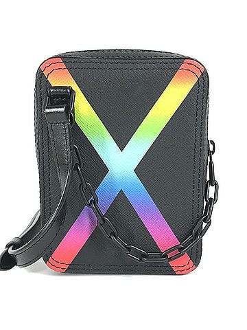 Louis Vuitton LOUIS VUITTON M30332 Taiga Rainbow Danube Messenger Pochette Shoulder Bag in Leather, Unisex, Black, Like New (view 1)