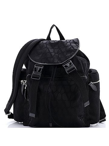 Valentino Garavani Double Buckle Backpack Toile Iconograph Nylon (view 1)