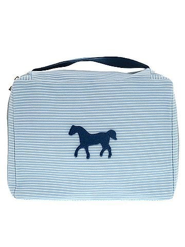 Hermès Hermes Like new Hermès Cabriole To-Go MM cotton pouch in white and blue. 1009. (view 1)