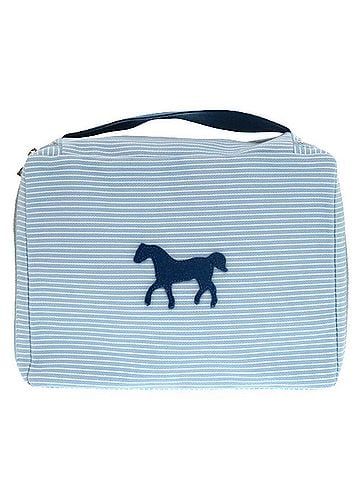 Hermès Hermes Like new Hermès Cabriole To-Go MM cotton pouch in white and blue. 1009. (view 2)