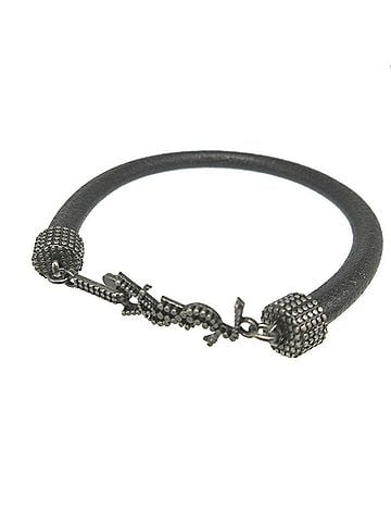 Saint Laurent Yves Saint Laurent Saint Laurent Paris Leather Black Bracelet 1380SAINT LAURENT PARIS (view 1)