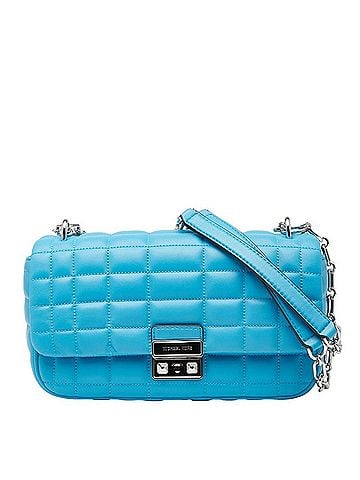 Michael Kors Michael Kors Tribeca Large Chain Shoulder Bag, Blue Leather, Women's (view 1)