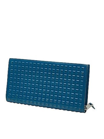 Balenciaga Balenciaga Grid Wallet, Long Wallet with Round Zipper, 298821, Blue Leather, Women's, BALENCIAGA (view 2)