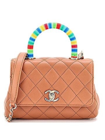 Chanel Coco Top Handle Bag Quilted Goatskin with Multicolor Handle Extra Mini (view 1)