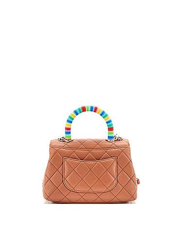 Chanel Coco Top Handle Bag Quilted Goatskin with Multicolor Handle Extra Mini (view 2)