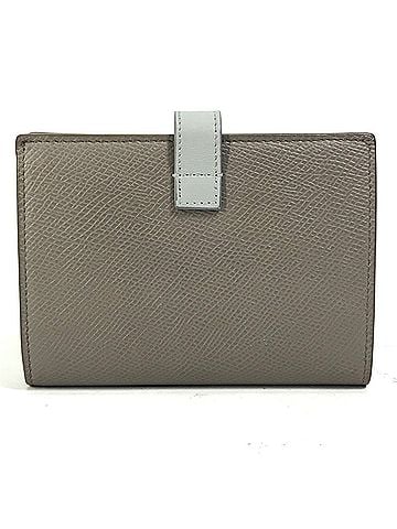 Céline CELINE 10B643BRU.10PI Two-Tone Medium Strap Wallet, Tri-fold Leather, Women's, Pebble Mineral, Gray x Light Blue (view 2)