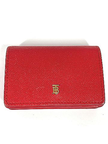 Burberry BURBERRY TB Compact Wallet, Bifold Leather Women's, Red (view 1)