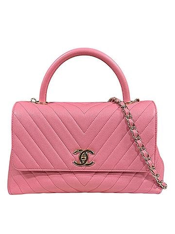 Chanel Chanel Coco Handle 29 V-Stitch Shoulder Bag in Caviar Leather (A92991) Pink, Women's, CHANEL 2-Way (view 1)