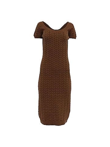 Max Mara Max Mara Caramba Knitted Midi Dress in Brown Wool (view 1)