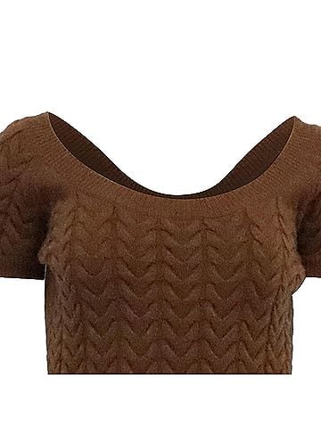 Max Mara Max Mara Caramba Knitted Midi Dress in Brown Wool (view 2)