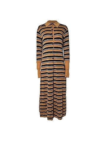 Chloé Chloé Striped Shirt Maxi Dress in Brown Wool (view 1)