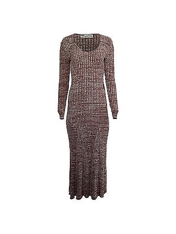 Self-Portrait Self-Portrait Guipure Lace-Trimmed Ribbed-Knit Maxi Dress in Red Viscose (view 1)