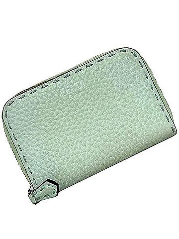 Fendi Fendi coin case ec-24208 light green Selleria 8M343 purse leather S1R 188 02 FENDI compact men's women's stitching earth tones mint (view 1)