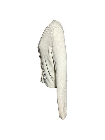 HUGO BOSS Boss Ribbed Cardigan in White Viscose (view 2)