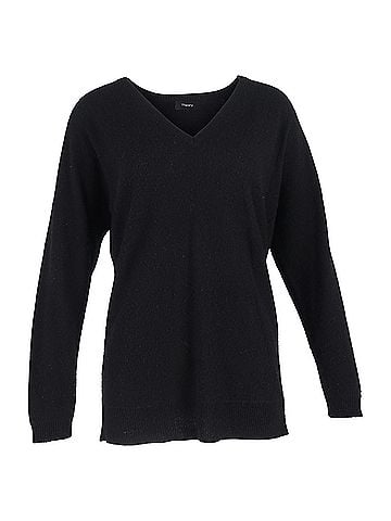 Theory Theory V-Neck Sweater in Black Cashmere (view 1)