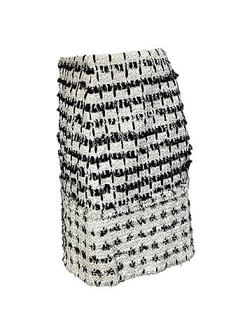 Erdem Erdem Tweed Mini Skirt in White Wool (view 2)