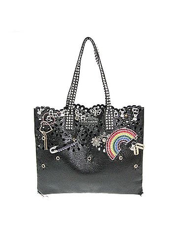 Marc Jacobs Marc Jacobs Laser Cut Embellished Wingman Tote M0010069 Women's Leather Tote Bag Black,Multi-color (view 1)