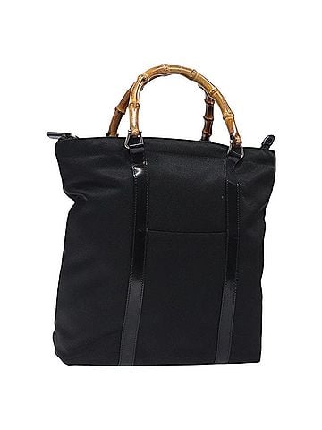 Gucci Vintage Bamboo Handle Tote Nylon Black Nylon Tote Bag Bag (view 1)