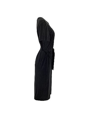 Escada  Escada Belted Midi Shirt Sleeve Dress in Black Cotton (view 2)