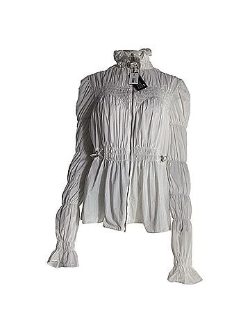 OFF-WHITE Off-White Smocked Zipped Blouse in White Nylon (view 1)