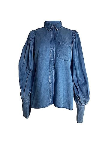 Mother of Pearl  Mother Of Pearl Buttoned Bishop Sleeve Shirt in Blue Cotton (view 1)