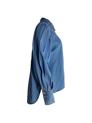 Mother of Pearl  Mother Of Pearl Buttoned Bishop Sleeve Shirt in Blue Cotton (view 2)