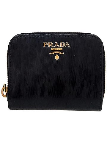 Prada Prada Round Zipper Wallet 1MM268 Leather Gold Hardware Black Coin Case 0691 PRADA (view 1)