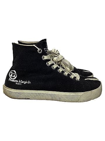 Maison Margiela  Maison Margiela Tabi Vandal High-Top Sneakers in Black Canvas (view 1)