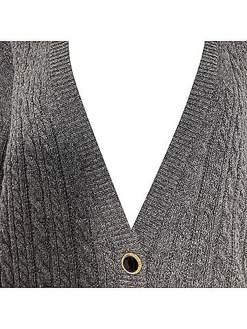 Alessandra Rich  Alessandra Rich Cable-Knit Buttoned Cardigan in Grey Wool (view 2)