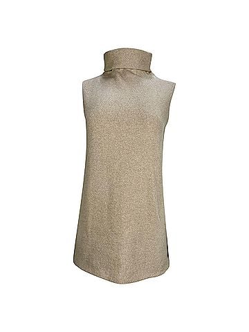 The Row  The Row Knitted Turtleneck Sleeveless Sweater in Beige Cashmere (view 1)