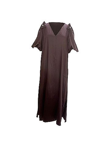 Mother of Pearl Mother of Pearl Louella Faux Pearl-Embellished Maxi Dress in Maroon Tencel (view 1)