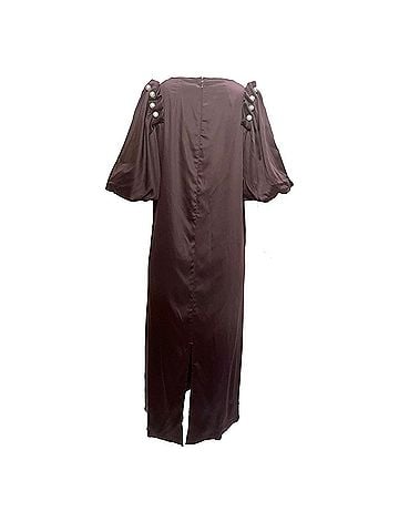 Mother of Pearl Mother of Pearl Louella Faux Pearl-Embellished Maxi Dress in Maroon Tencel (view 2)