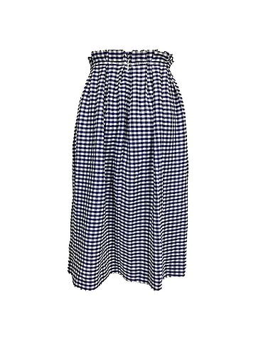 Mother of Pearl  Mother Of Pearl Checkered Midi High-Waisted Skirt in Blue Cotton Tweed (view 1)