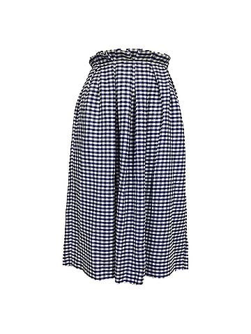 Mother of Pearl  Mother Of Pearl Checkered Midi High-Waisted Skirt in Blue Cotton Tweed (view 2)
