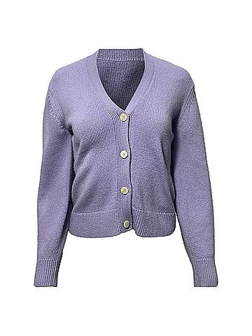Theory Theory Shaped Cardigan in Purple Cashmere (view 1)