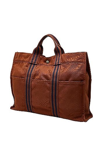 Hermès Hermès Foule Tote MM Bag Brown Navy Canvas Women's HERMES (view 2)