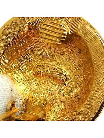 Fendi FENDI round clip-on earrings in gold metal for women, featuring the Roman god Janus. (view 2)