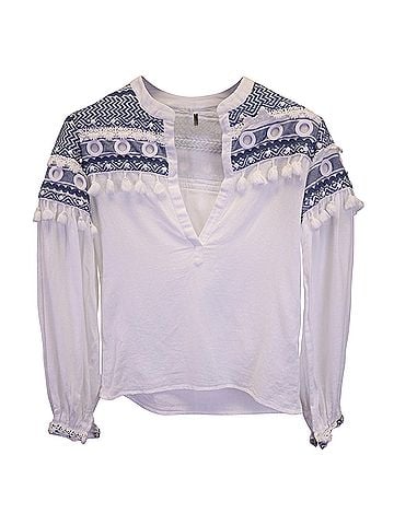 Dodo Bar Or Dodo Bar Or Tassel Detail Top in White Cotton (view 1)