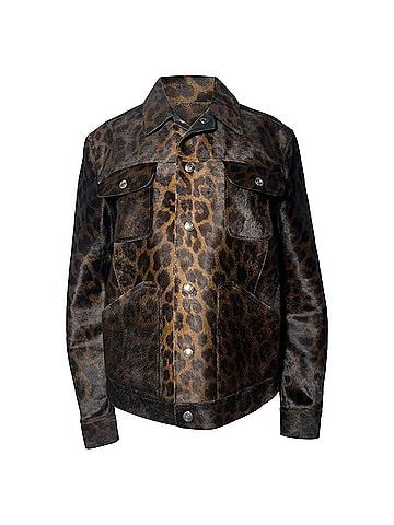 Tom Ford  Tom Ford Leopard Print Buttoned Jacket with Pockets in Brown Calf Hair (view 1)