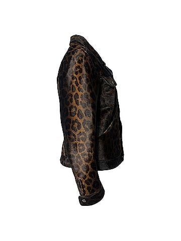 Tom Ford  Tom Ford Leopard Print Buttoned Jacket with Pockets in Brown Calf Hair (view 2)