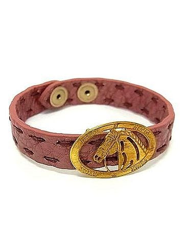 Fendi FENDI Selleria Bracelet in Pink Gold and Leather with Horse Motif for Women (view 1)