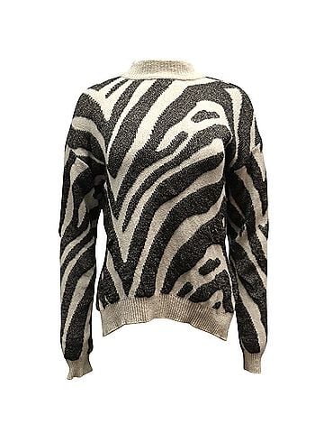 Nanushka Nanushka Sosa Zebra Intarsia Sweater in Beige Cotton (view 1)