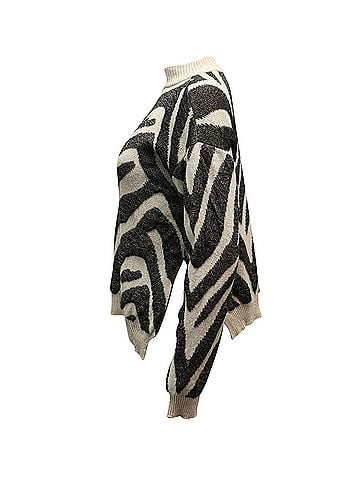 Nanushka Nanushka Sosa Zebra Intarsia Sweater in Beige Cotton (view 2)