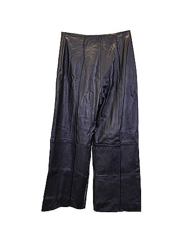 Oscar De La Renta Oscar De La Renta Straight Leg Pants in Black Leather (view 1)