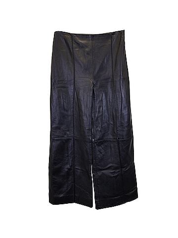 Oscar De La Renta Oscar De La Renta Straight Leg Pants in Black Leather (view 2)