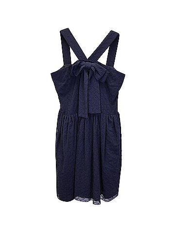 Maje Maje Libby Eyelet Cocktail Dress in Navy Blue Polyester (view 1)