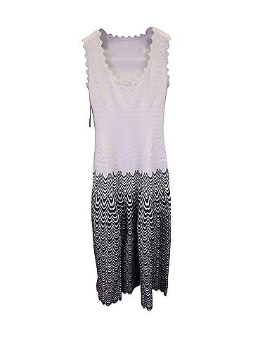 Alaïa Alaia Sleeveless Scalloped Knit Midi Dress in Navy Blue Viscose (view 1)
