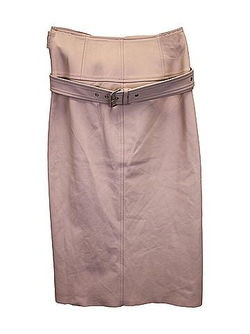 Alexander McQueen Alexander McQueen Belted Wrap Skirt in Pastel Pink Lambskin Leather (view 2)